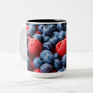 Caneca De Café Em Dois Tons Framboesas e amoras-vivas