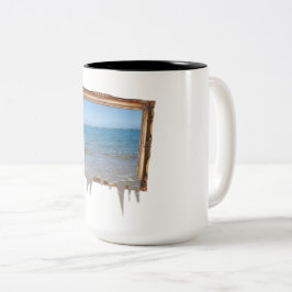 Caneca De Café Em Dois Tons Frame Oceano de Espelhamento Fora da Imagem