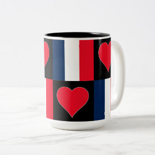 Caneca De Café Em Dois Tons França Flag Heart Pattern Patriotic French Pride