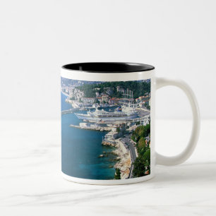 Caneca De Café Em Dois Tons França, Nice, vista aérea do porto
