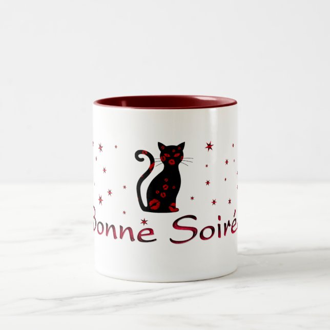 Caneca De Café Em Dois Tons Francês: Bonne Soiree Coffee Mug (Centro)