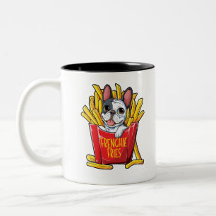 Caneca De Café Em Dois Tons Francês Buldogue Fries Camisa para Homens Mulhere