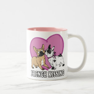 Caneca De Café Em Dois Tons Francês (Bulldog) Beijando