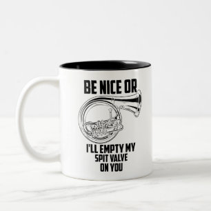 Caneca De Café Em Dois Tons Francês Horn Spit Valve Cute Trumpet Músico Engr