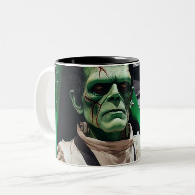 Caneca De Café Em Dois Tons Frankenstein - Mug De Café De Duas Toneladas (Frente Esquerda)