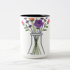 Caneca De Café Em Dois Tons Frasco de Química Botânica com Lavanda e Rosa A