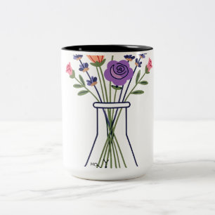 Caneca De Café Em Dois Tons Frasco de Química Botânica com Lavanda e Rosa A