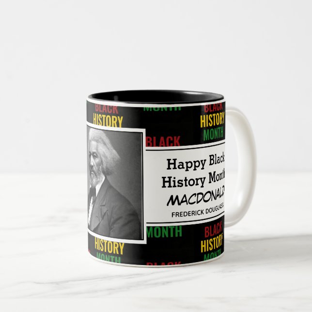 Caneca De Café Em Dois Tons FREDERICK DOUGLASS Personalizado Mês da História N (Frente Esquerda)