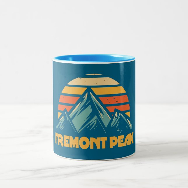 Caneca De Café Em Dois Tons Fremont Peak Wyoming Retro Turquoise (Centro)