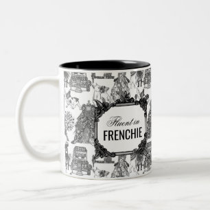 Caneca De Café Em Dois Tons FRENCH BULLDOG Frenchie Black Toile Personalização