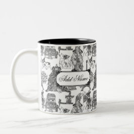 Caneca De Café Em Dois Tons FRENCH BULLDOG Frenchie Black Toile w/Custom Name