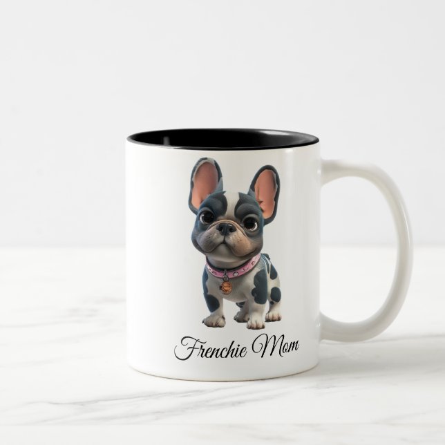 Caneca De Café Em Dois Tons French Bulldog Frenchie Mom (Direita)