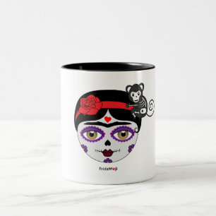 Caneca De Café Em Dois Tons Frida Kahlo FridaMoji - dia do morto