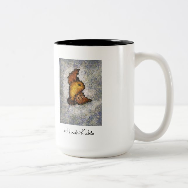 Caneca De Café Em Dois Tons Frida Kahlo Monet-Style Pinting (Direita)