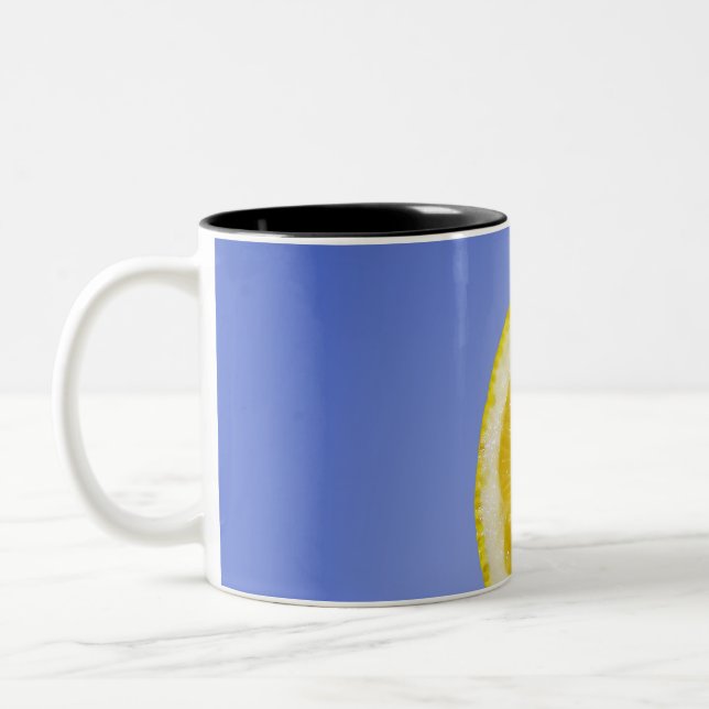 Caneca De Café Em Dois Tons Fruta Amarelo Limão Tea Blue Back (Esquerda)