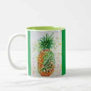 Caneca De Café Em Dois Tons Fruta de ananás, Comida de ananás, Limão de laranj