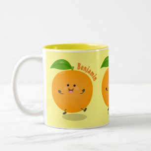 Caneca De Café Em Dois Tons Fruta de citrinos de laranja-dança