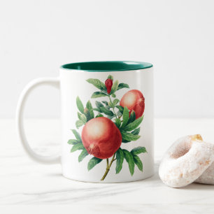 Caneca De Café Em Dois Tons Fruta romântica com Folhas Verdes