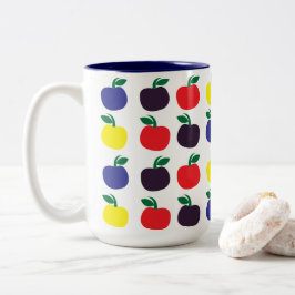 Caneca De Café Em Dois Tons Frutas Coloridas de Maçãs