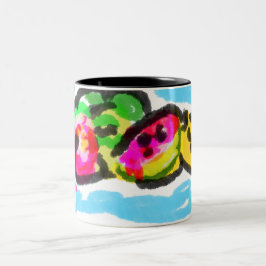 Caneca De Café Em Dois Tons Frutas de verão alegria