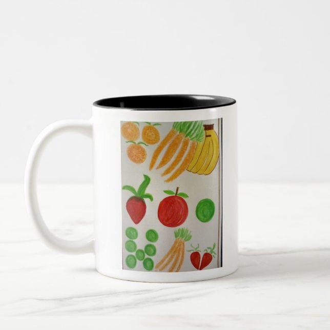 Caneca De Café Em Dois Tons frutas e cenouras (Esquerda)