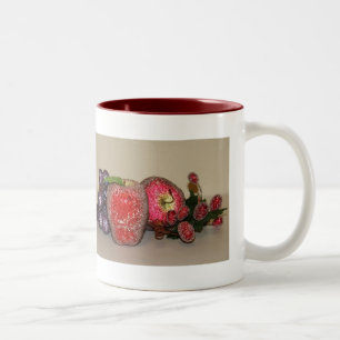 Caneca De Café Em Dois Tons Frutas Festivas
