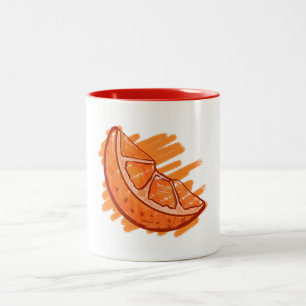 Caneca De Café Em Dois Tons Frutas Padrões Presentes de Laranja Sanguíneo