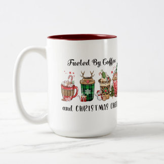 Caneca De Café Em Dois Tons Fueled by Coffee and Christmas Cheer