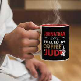 Caneca De Café Em Dois Tons Fueled by Coffee & Judo Funny Cool