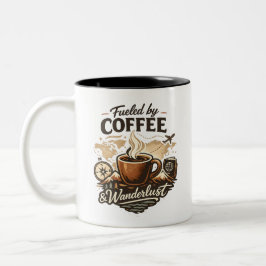 Caneca De Café Em Dois Tons Fueled by Coffee & Wanderlust
