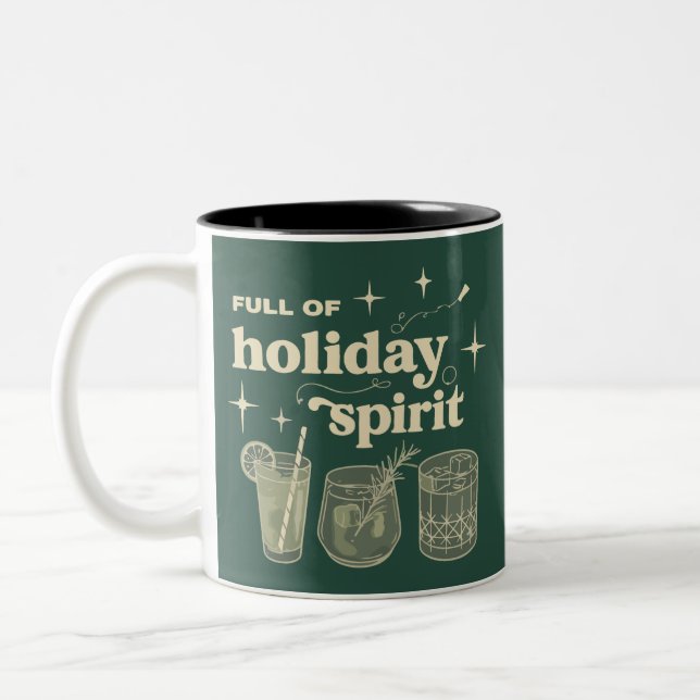 Caneca De Café Em Dois Tons Full Of Holiday Spirit Christmas Gifts Drinks Wine (Esquerda)