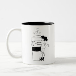 Caneca De Café Em Dois Tons FUN BLACK & WHITE freehand drawing original