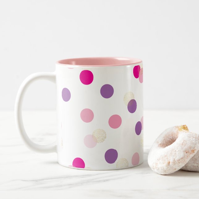 Caneca De Café Em Dois Tons FUN CONFETTI SPOTS divertimento bonito retrorrefle (Com Donut)
