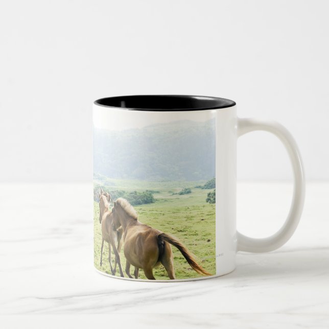 Caneca De Café Em Dois Tons Funcionamento dos cavalos (Direita)