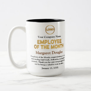 Caneca De Café Em Dois Tons Funcionário da Apreciação Mês Dourado e preto