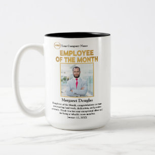Caneca De Café Em Dois Tons Funcionário da Foto Personalizada do Mês   Dourado