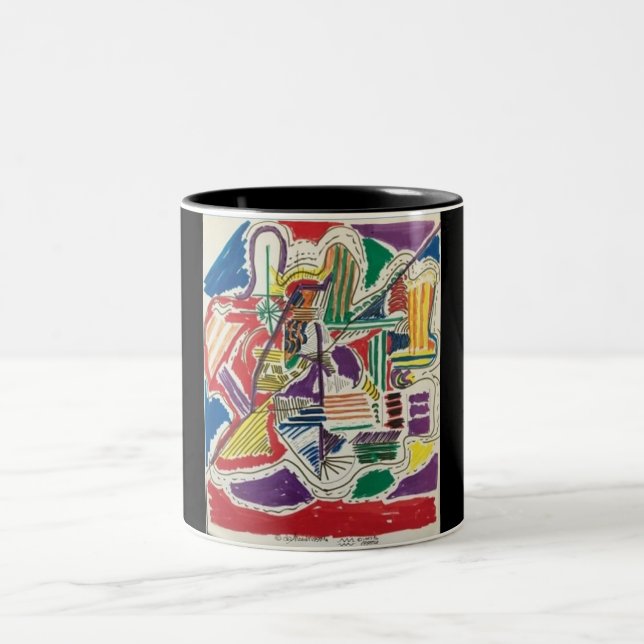 Caneca De Café Em Dois Tons Fundo abstrato preto (Centro)