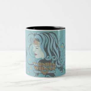 Caneca De Café Em Dois Tons Fundo Azul da Mulher Maravilha