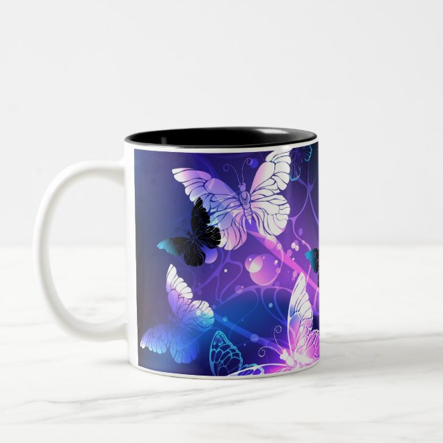 Caneca De Café Em Dois Tons Fundo com Borboletas Noturnas (Esquerda)