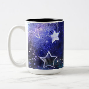 Caneca De Café Em Dois Tons Fundo de Espaço com Estrelas