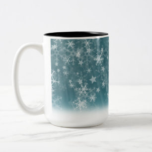 Caneca De Café Em Dois Tons Fundo do Floco de Neve de inverno
