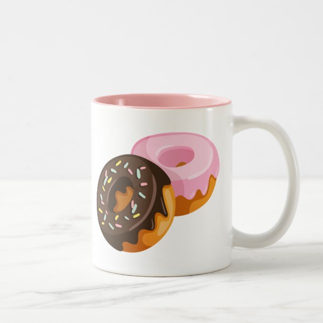 Caneca De Café Em Dois Tons Fundo do Rosquinha Ilustrado (Direita)