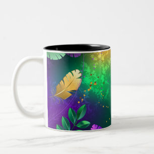 Caneca De Café Em Dois Tons Fundo márdi iridescente com miçangas