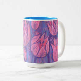 Caneca De Café Em Dois Tons Funky Tulips Flores Flores Pastéis Florais
