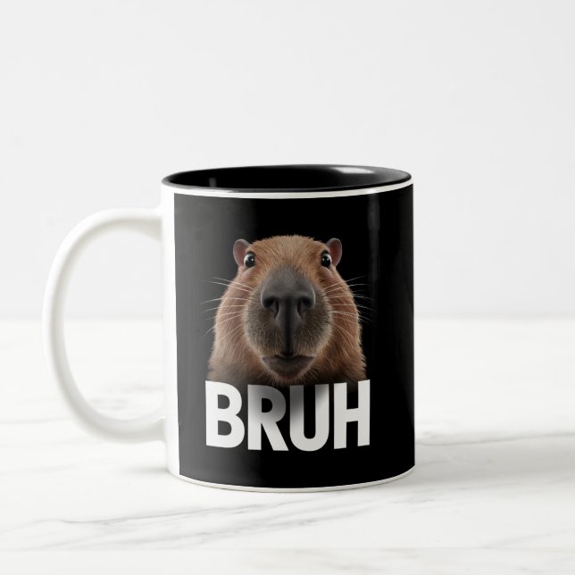 Caneca De Café Em Dois Tons Funny Capybara Bruh (Esquerda)