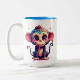 Caneca De Café Em Dois Tons Funny Cartoon Paint Splatter Monkey Mug