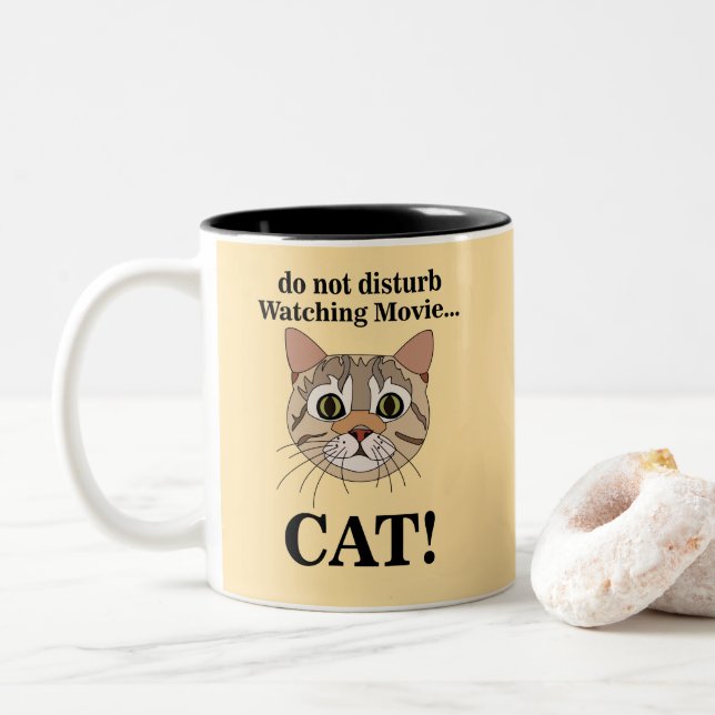 Caneca De Café Em Dois Tons Funny Cat Face  (Com Donut)