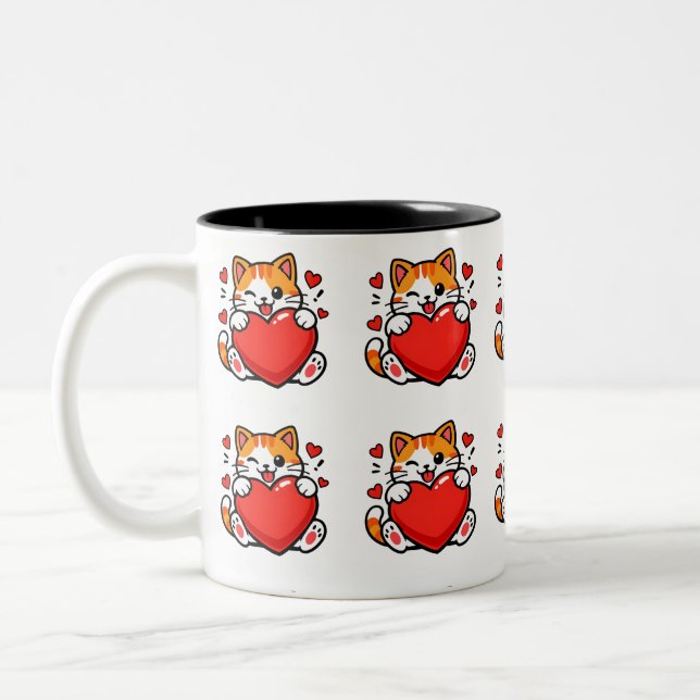 Caneca De Café Em Dois Tons Funny Cat Valentine Gift for Cat Lovers (Esquerda)