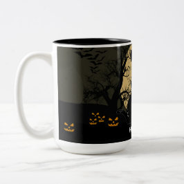 Caneca De Café Em Dois Tons Funny Cat With Knife Custom Text Halloween Mug
