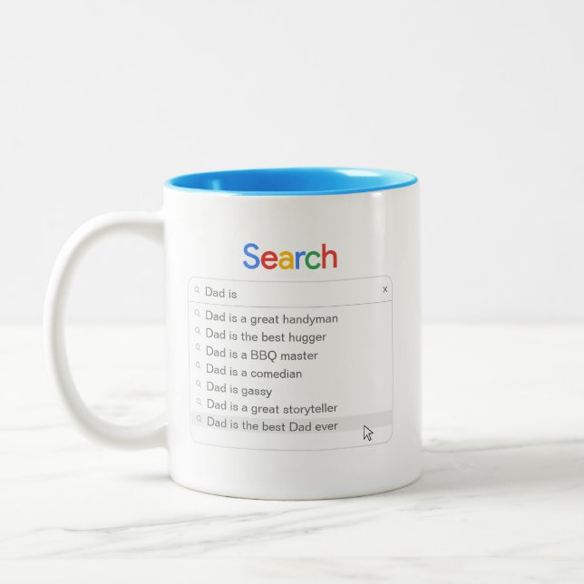 Caneca De Café Em Dois Tons Funny Dad Search Custom Autocomplete Phrases (Esquerda)